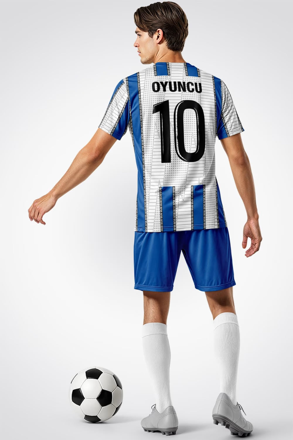 Beyaz Mavi Kitlat Halı Saha Forma - Görsel 3