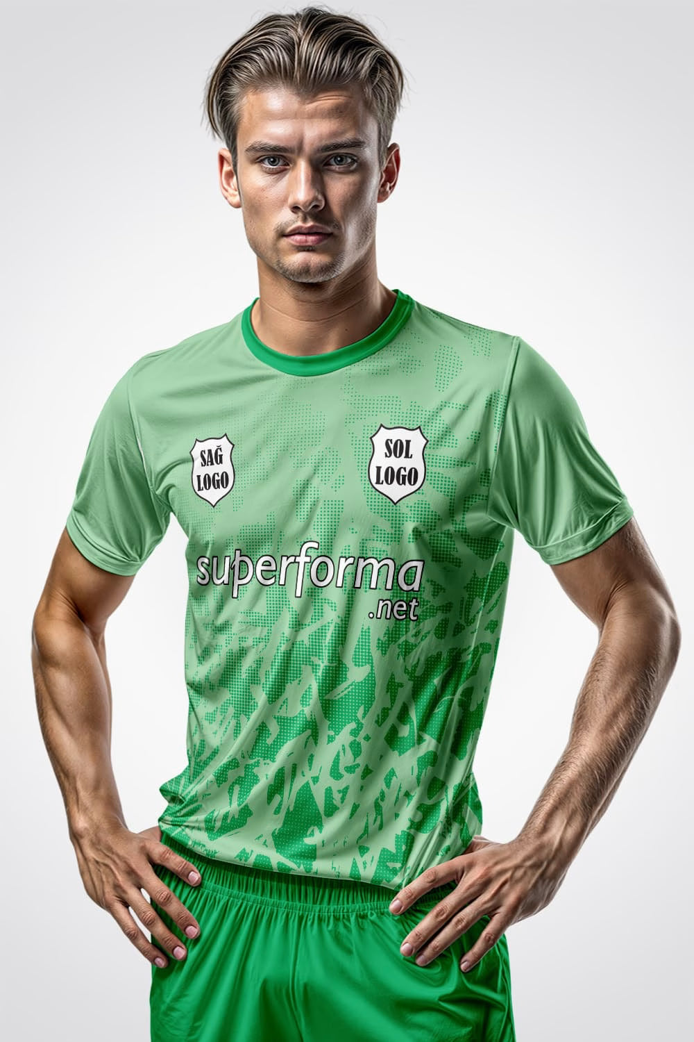 Yeşil Asimetrik Halı Saha Forma