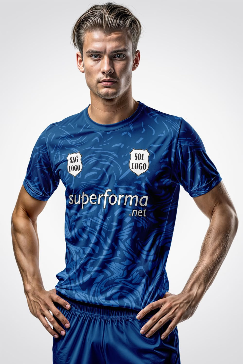 Mavi Kamuflaj Halı Saha Forma