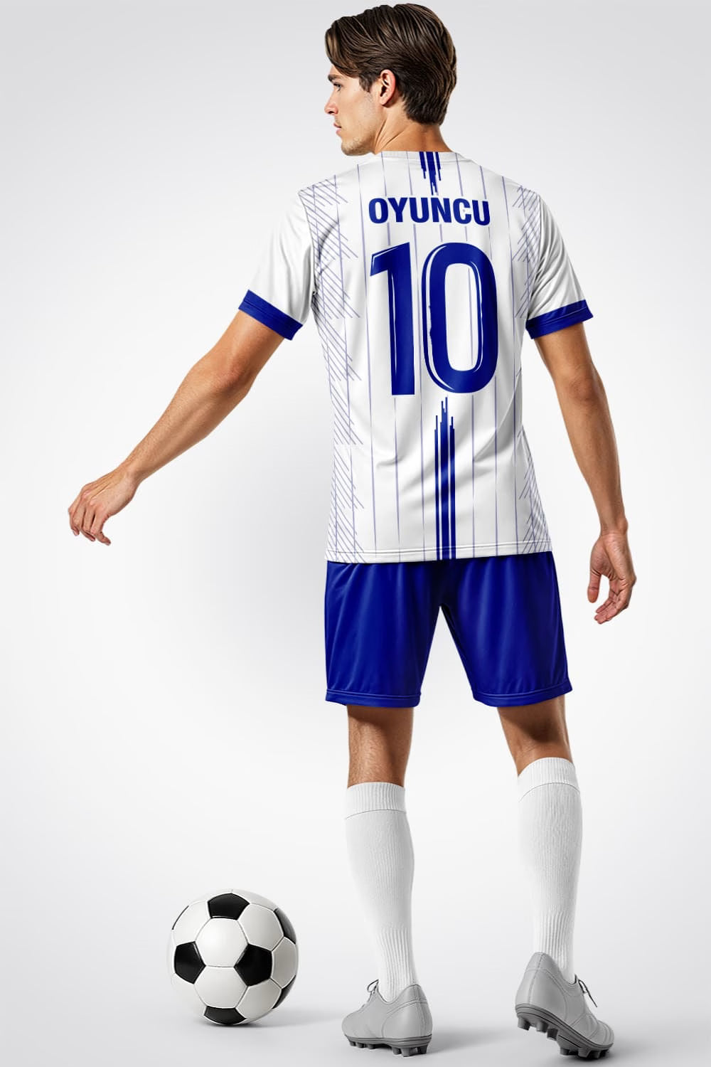 Beyaz Lacivert Pro Halı Saha Forma - Görsel 3