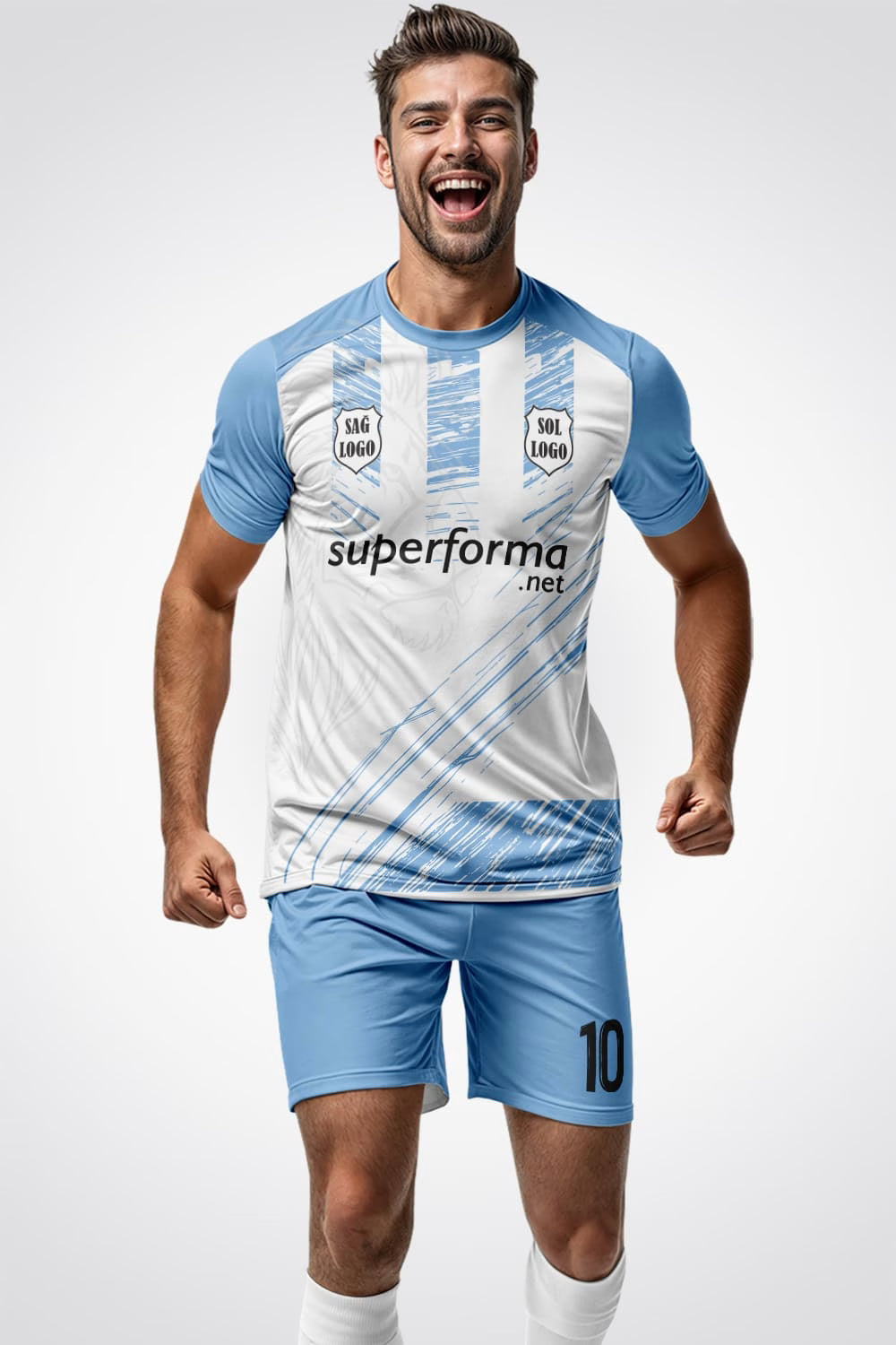 Beyaz Buz Mavi Halı Saha Forma - Görsel 2