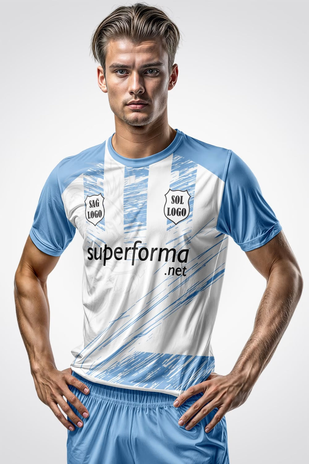 Beyaz Buz Mavi Halı Saha Forma