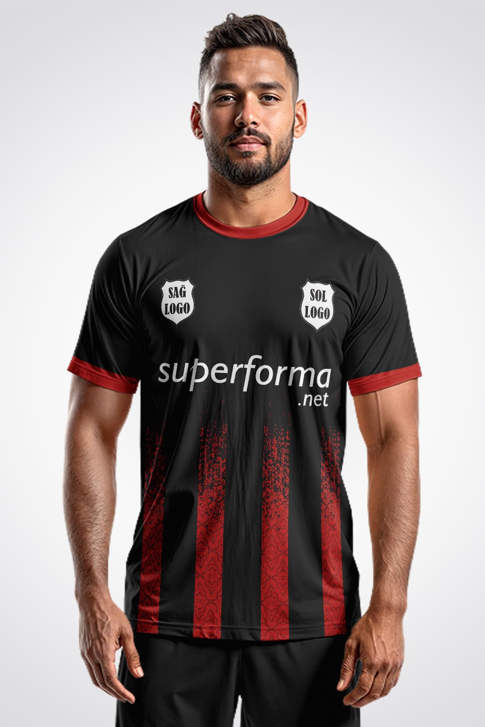 Siyah Kırmızı 2026 Halı Saha Forma - Forma Yap