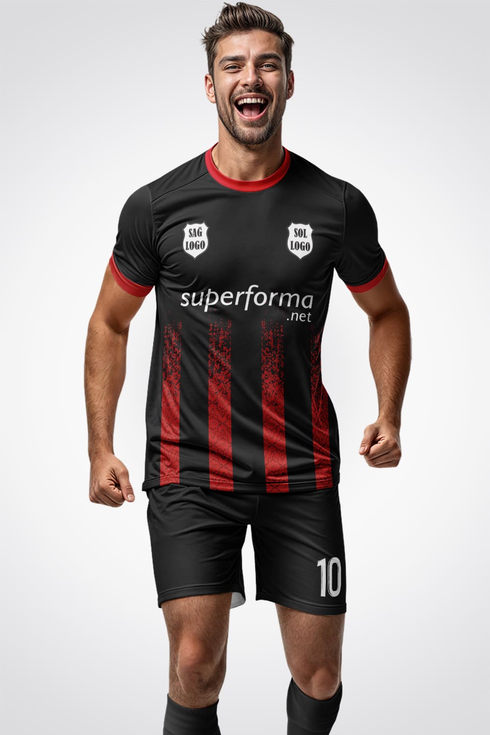 Siyah Kırmızı 2026 Halı Saha Forma - Forma Yap