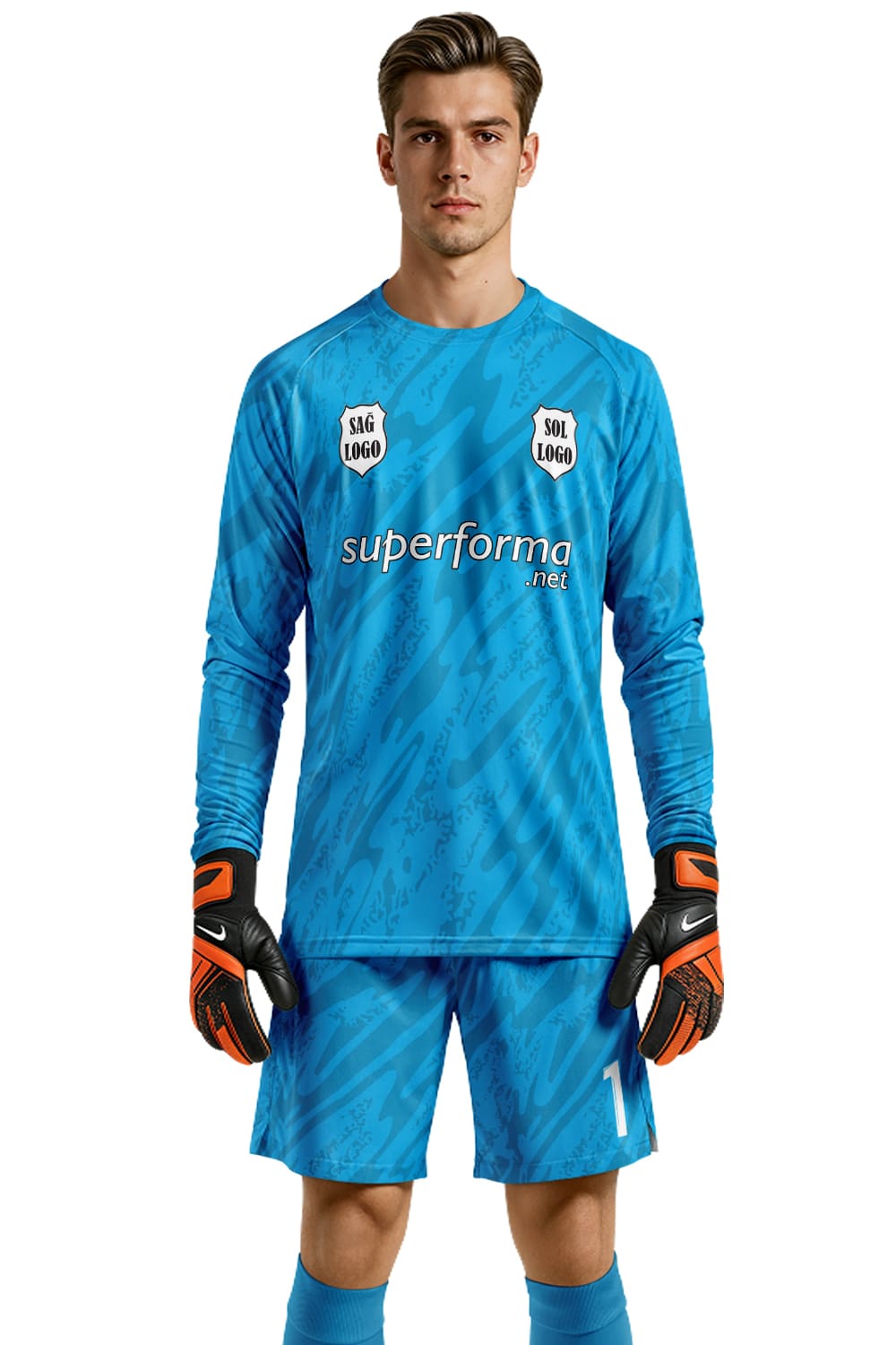 Turkuaz Siyah Desenli Kaleci Forması - Forma Yap