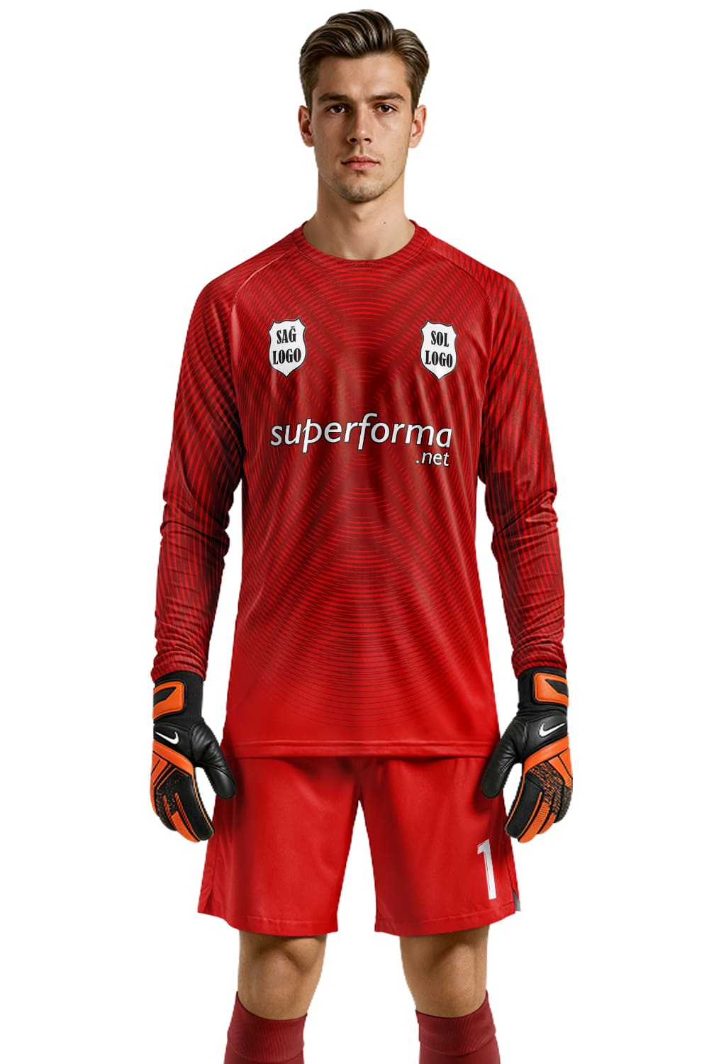 Kırmızı Siyah Desenli Kaleci Forması - Forma Yap