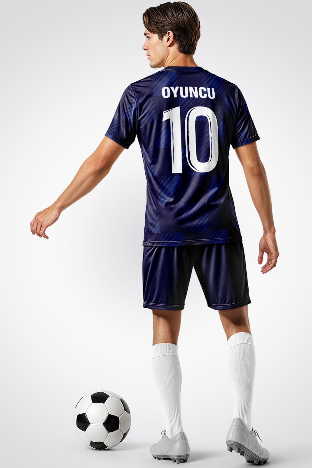 Lacivert Siyah Kareli Halı Saha Forma - Forma Yap